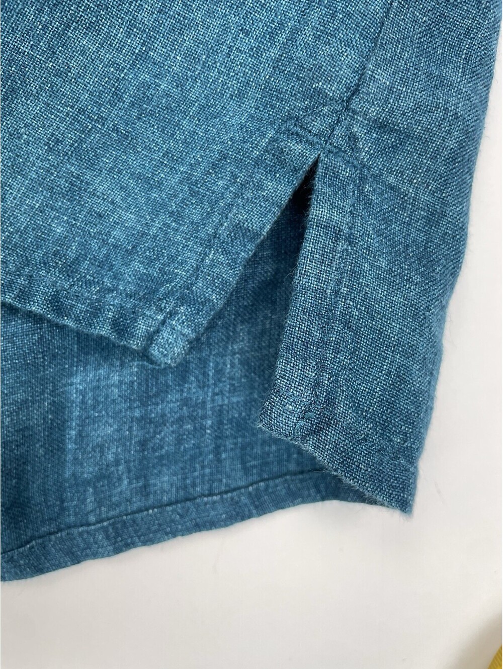 Eileen Fisher Organic Linen Short Sleeve Boxy Shirt Blouse Teal Blue 1X - Picture 4 of 7